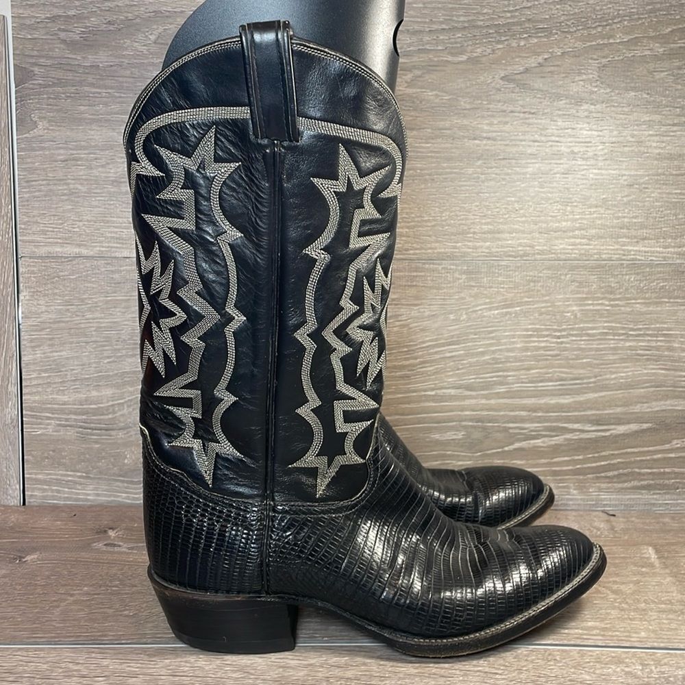 Tony Lama Black and Silver Cowboy Boots
